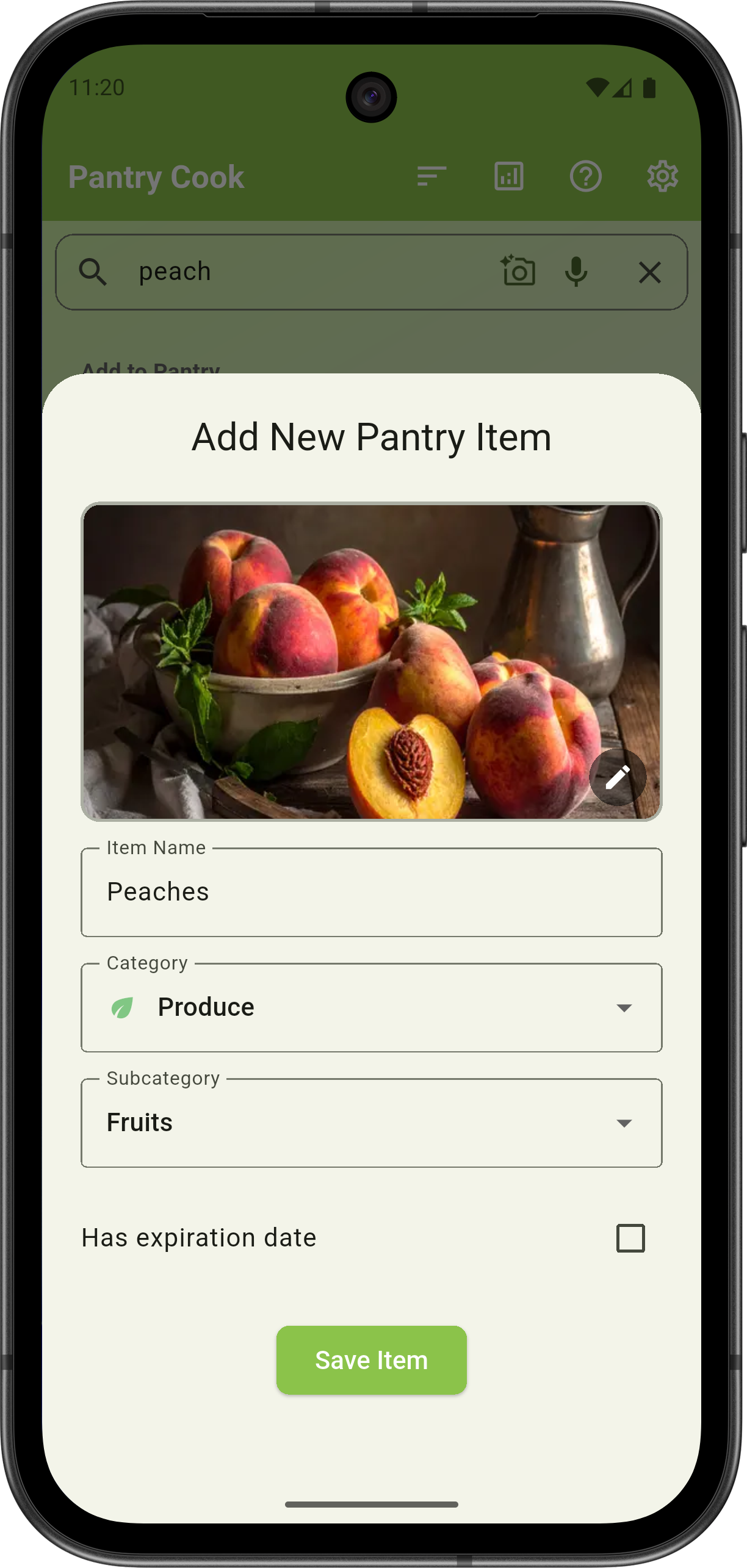 Add new pantry item