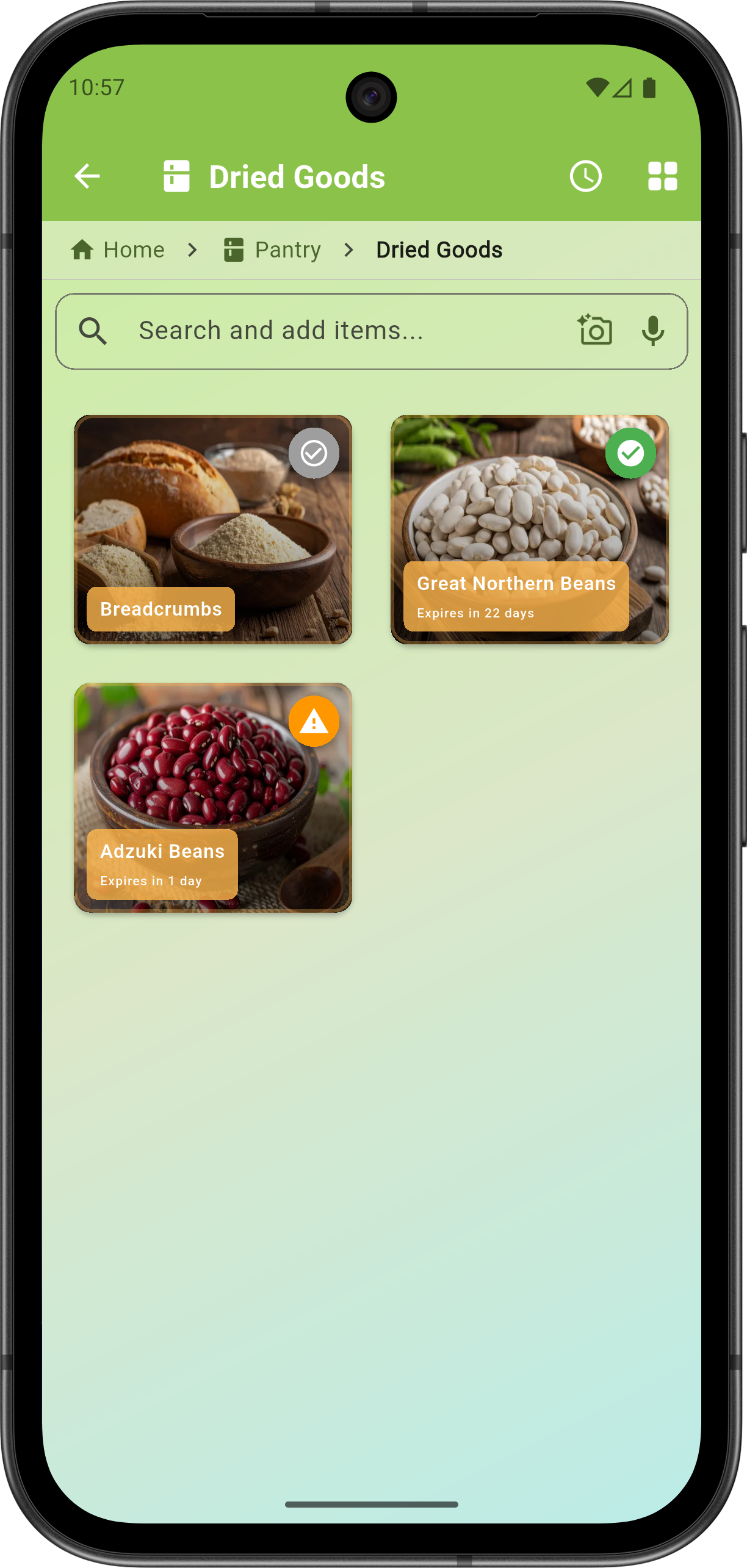 Pantry subcategories